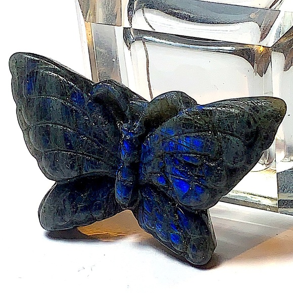BUTTERFLY 🦋 BLUE LABRADORITE CARVED CRYSTAL - Picture 3 of 8